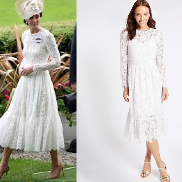M&S Colletion Dresses & Skirts - Elegant White Lace Midi Dress